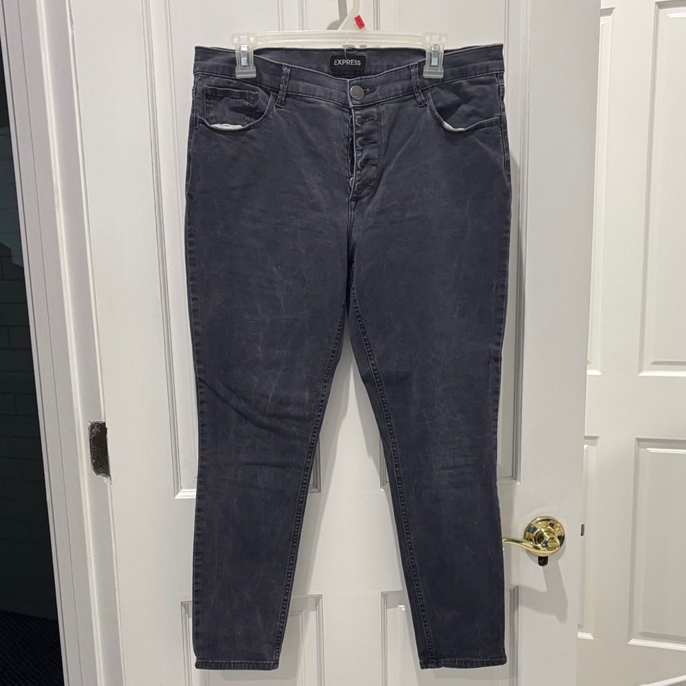 Express Brushed Charcoal Button-Fly Leggings. Siz… - image 1